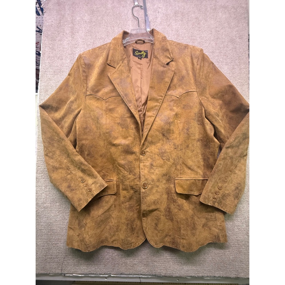 Scully Leather Blazer Mens 48 Brown Good Western Distressed Sport Coat Yoke